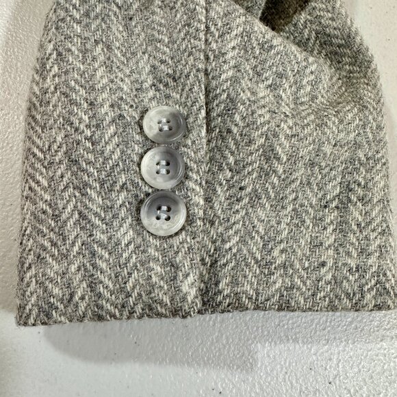 VTG IMPERIAL by HAGGAR 100% Wool Sports Coat Gray Herringbone Suit Coat Mens 40R - Picture 6 of 16